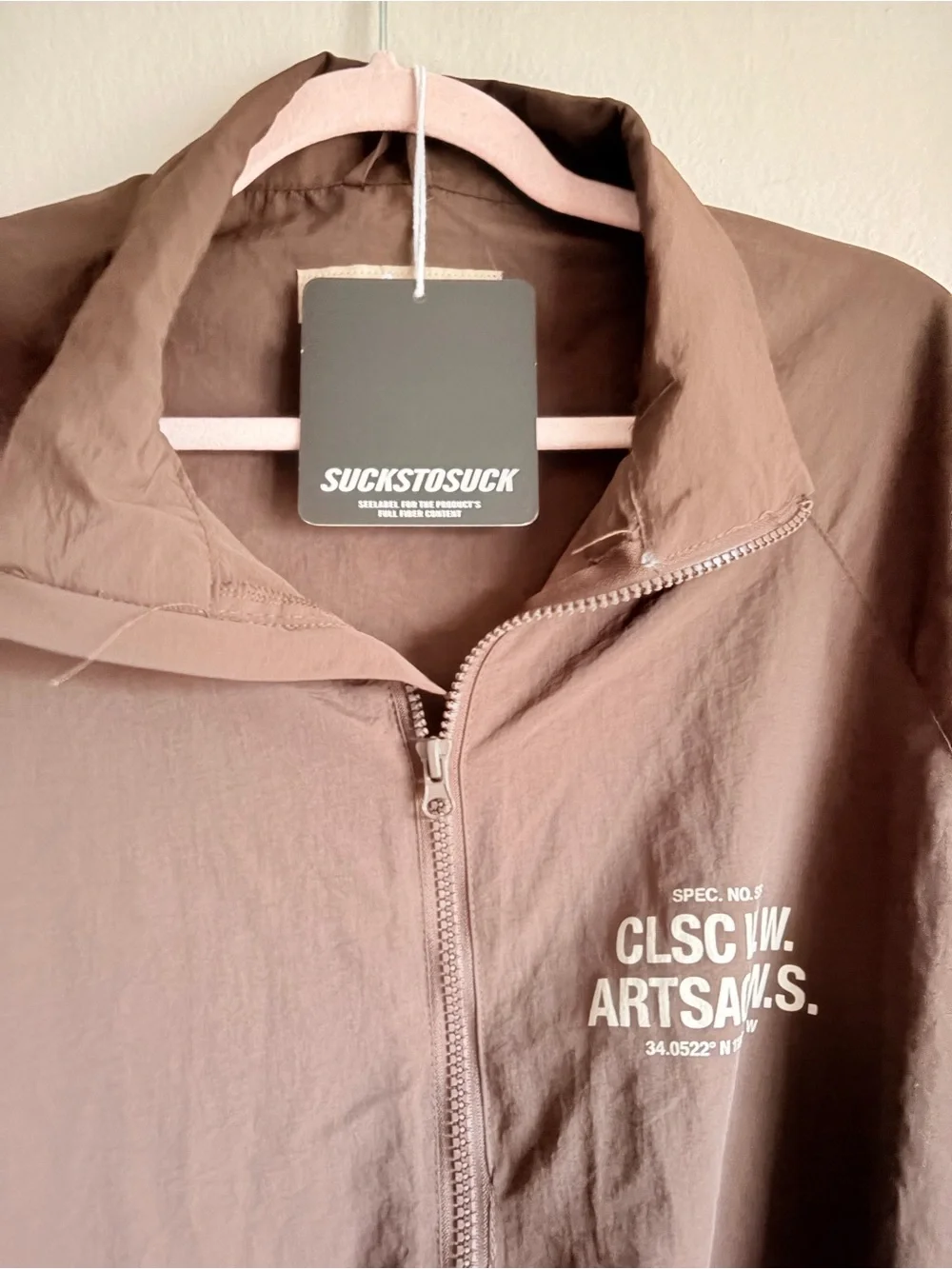 CLSC Life 1/2 Zip Pullover Windbreaker Jacket Mens Sz L Brown Streetwear Skater